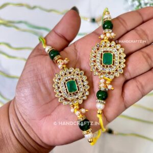 HC01 Premium Green Stone Rakhi