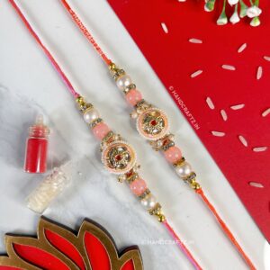 HC05 Peach Round Meenakari Rakhi